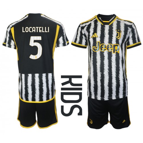 Dětský fotbalový dres Juventus Manuel Locatelli #5 2023-24 Domácí Krátký Rukáv (+ trenýrky)